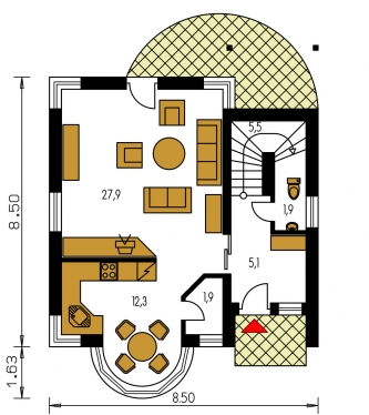 Floor plan of ground floor - MILENIUM 225
